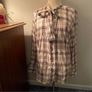 Plaid button down blouse
